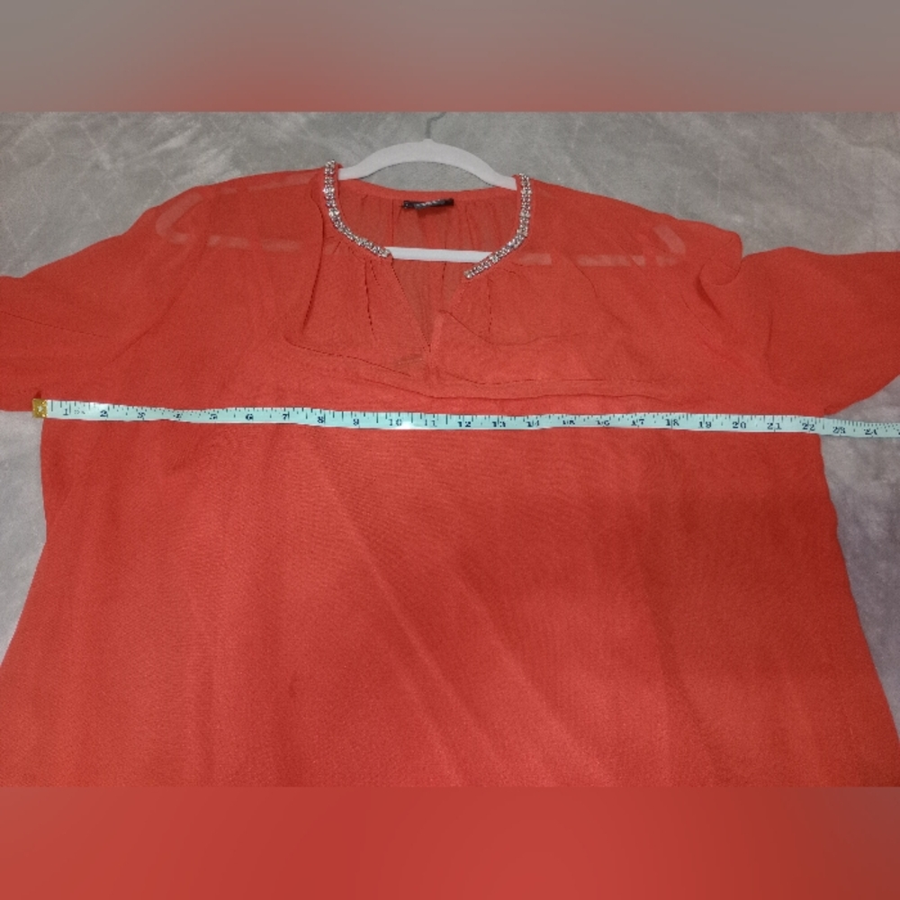 Liz Claiborne Red Embellished Women's Top size L - Picture 7 of 10